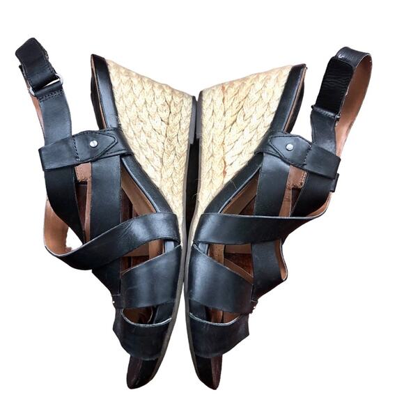 Clarks black leather strappy wedge sandals 9.5 - Picture 7 of 8